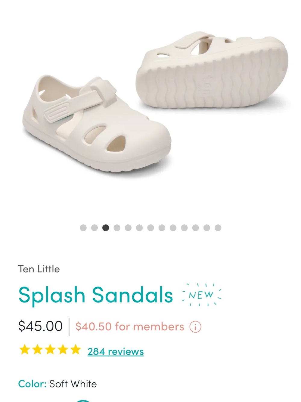 Ten Little Soft White Kids Splash Sandals